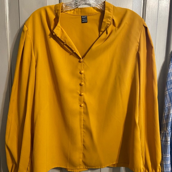 NWOT Mustard Yellow Long Sleeve Blouse - Picture 1 of 3